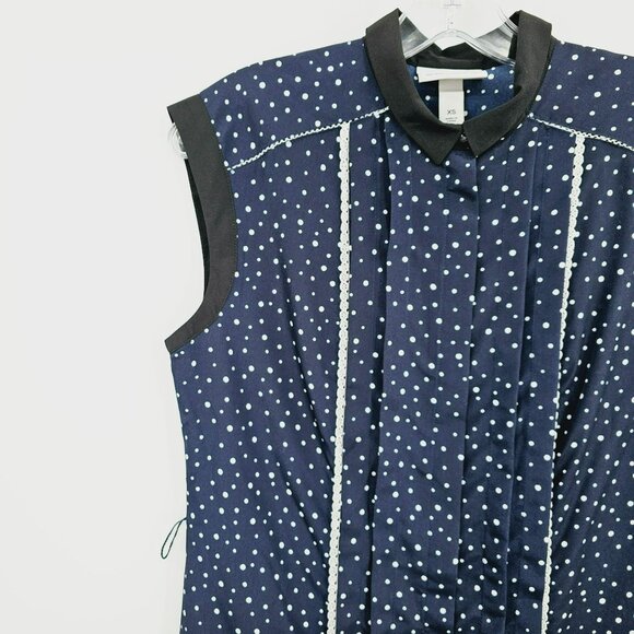 Jason Wu x Target Dress Mini Shift XS Blue Polka Dot Collared Button Front New - Picture 3 of 10